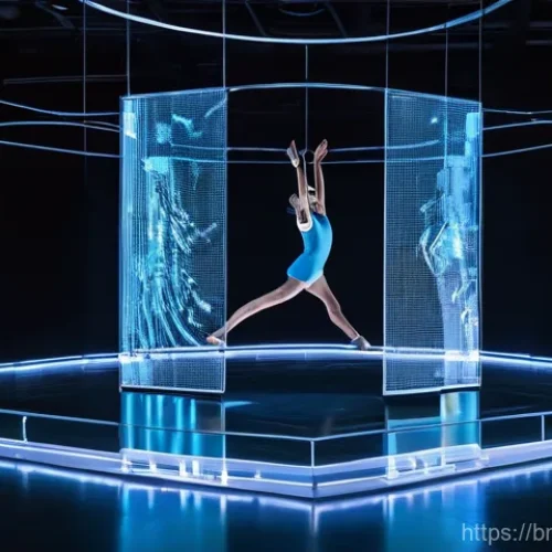Home 24 시간 기반 예술의 디지털 아카이브 구축 - **Prompt:** A vibrant, high-energy contemporary dance performance taking place on a modern stage, ba...