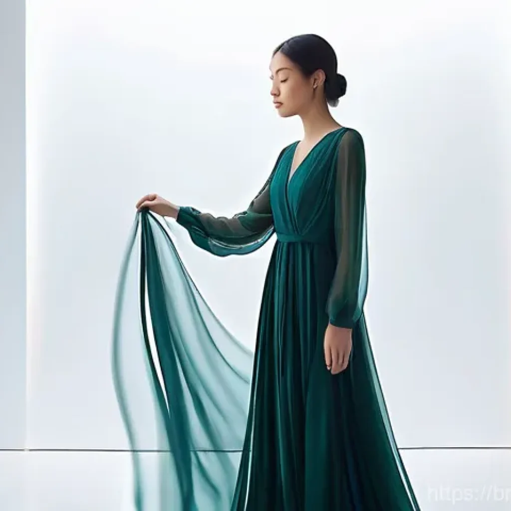 시간 기반 예술의 스토리텔링 기법 - **Prompt 1: Ethereal Flow of Emotional Time**
    "A young woman, elegantly poised in a flowing, mod...