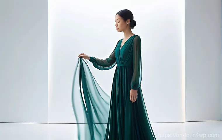 시간 기반 예술의 스토리텔링 기법 - **Prompt 1: Ethereal Flow of Emotional Time**
    "A young woman, elegantly poised in a flowing, mod...